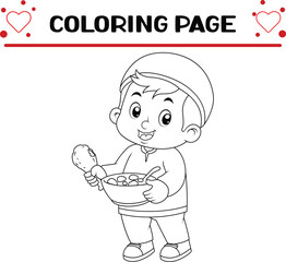 cute muslim boy coloring page for kids