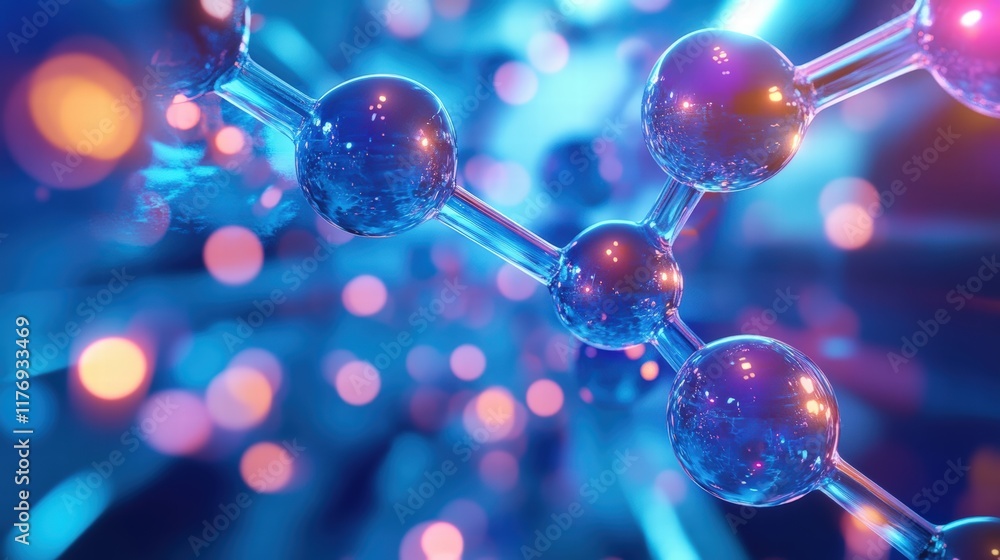 Poster detailed illustration of abstract molecular structure with vibrant colors and high resolution for sc