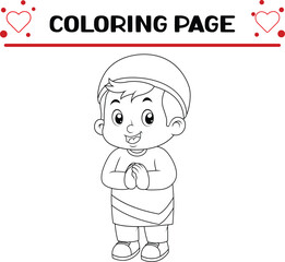 cute muslim boy coloring page for kids