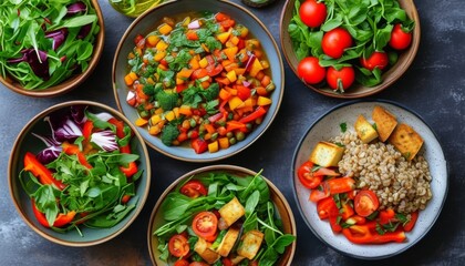Colorful Vegetarian Feast with Fresh Ingredients and Delightful Ratatouille Medley