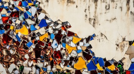 Fototapeta premium Stunning Mosaic Wall Art: A Colorful Architectural Detail