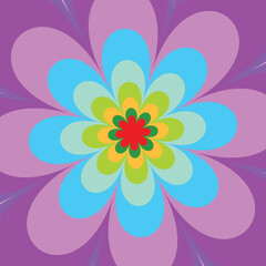 A colorful flower design with multicolored petals