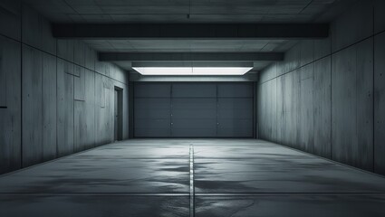 Stock photo features a dimly lit empty concrete room.

