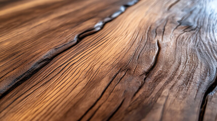 Fototapeta premium Close-up of a beautifully textured wooden surface showcasing natural grains and patterns, ideal for nature and design themes.
