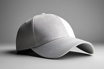 A white blank baseball cap on a gray background