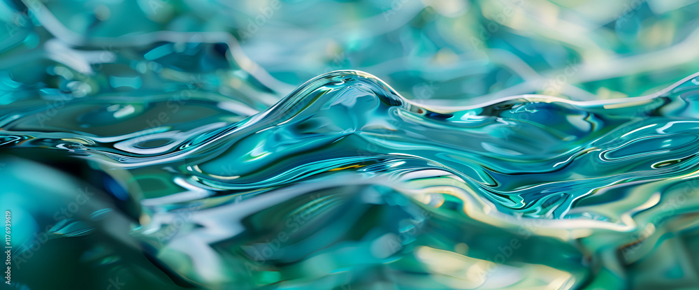 Poster abstract liquid background with wavy sparkling pattern on shiny glossy surface ,abstract blue water 