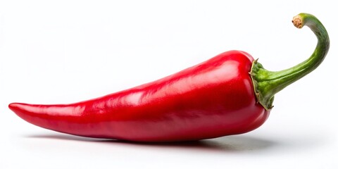 Minimalist Hot Chili Pepper on White Background - Spicy Food Stock Photo