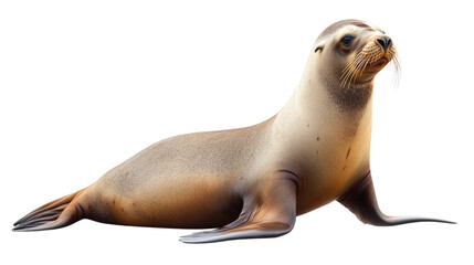 Obraz premium Sea Lion Portrait: A captivating portrait of a sea lion, showcasing its sleek, tan fur and inquisitive gaze. This image captures the animal's natural beauty and intelligence.