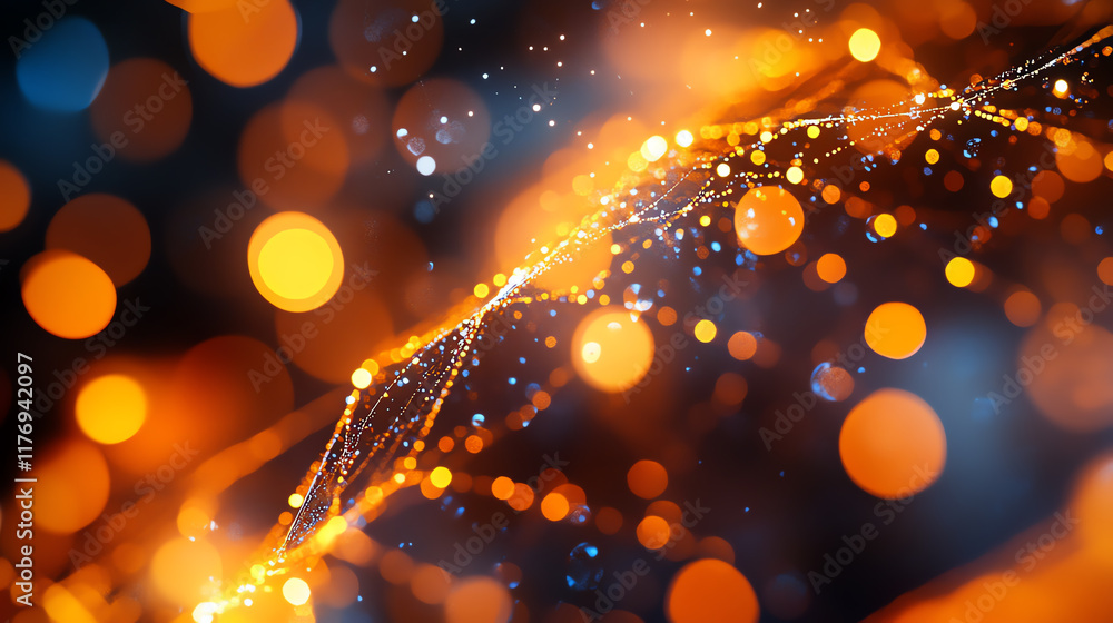 Aufkleber dynamic abstract background showcasing vibrant bokeh effects and glowing particles in warm tones, pe
