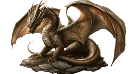 Majestic Dragon Soaring: A powerful, mythical dragon with golden scales and outstretched wings takes flight, symbolizing strength, wisdom, and the untamed power of nature.  