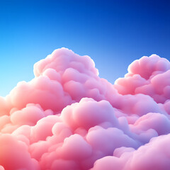 Fluffy pink clouds against a serene blue sky.