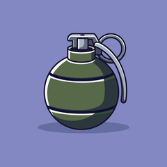Grenade Military Equipment Cartoon Vector Icon Illustration. Bomb Icon Concept Isolated Premium Vector. Flat Cartoon Style