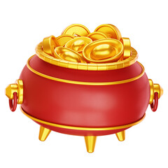 gold coins in a pot