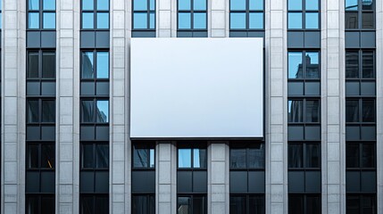 Obraz premium Empty advertisement space on a modern building in an urban setting
