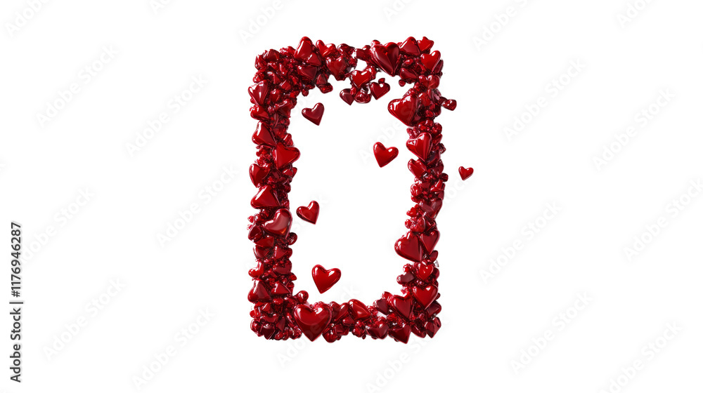 Poster red hearts forming a rectangular frame