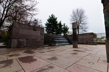 Scene from the Second Term Room of the Franklin Delano Roosevelt Memorial at springtime, West Potomac Park, Washington DC