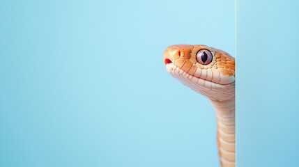 Fototapeta premium Happy snake curiously looking from behind edge