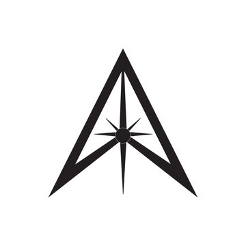 Abstract Minimalist Triangle Logo with Central Starburst and Sharp Design Elements