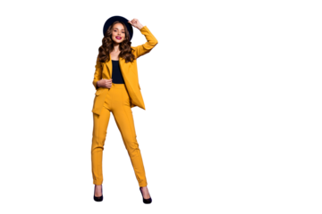 Full length body size view of her she nice-looking glamorous attractive lovely cheerful cheery content wavy-haired lady having weekend vacation isolated over bright vivid shine violet lilac background