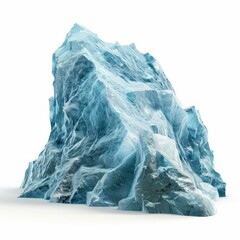 Fototapeta premium Iceberg melting, global warming concept, large block of blue ice on white background