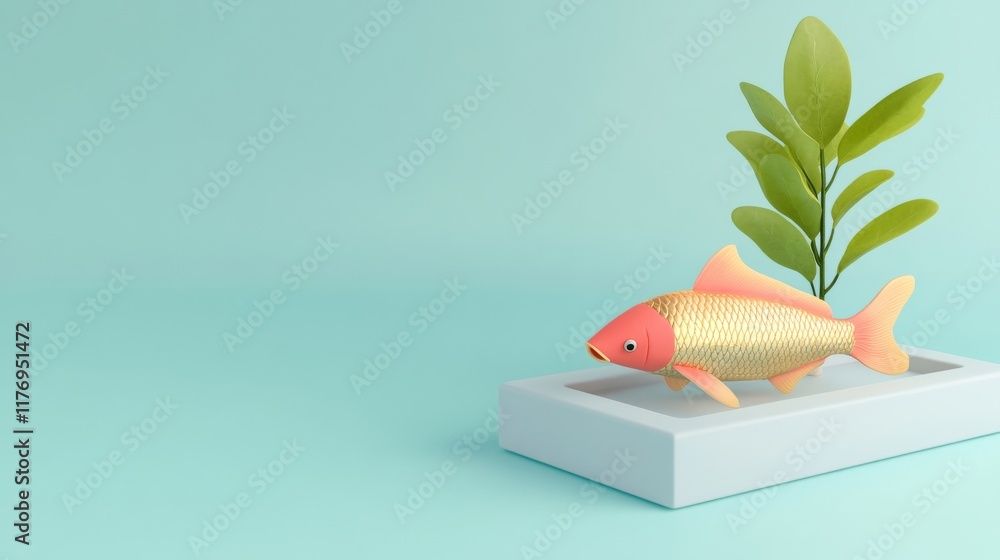 Poster goldfish in minimalist setting