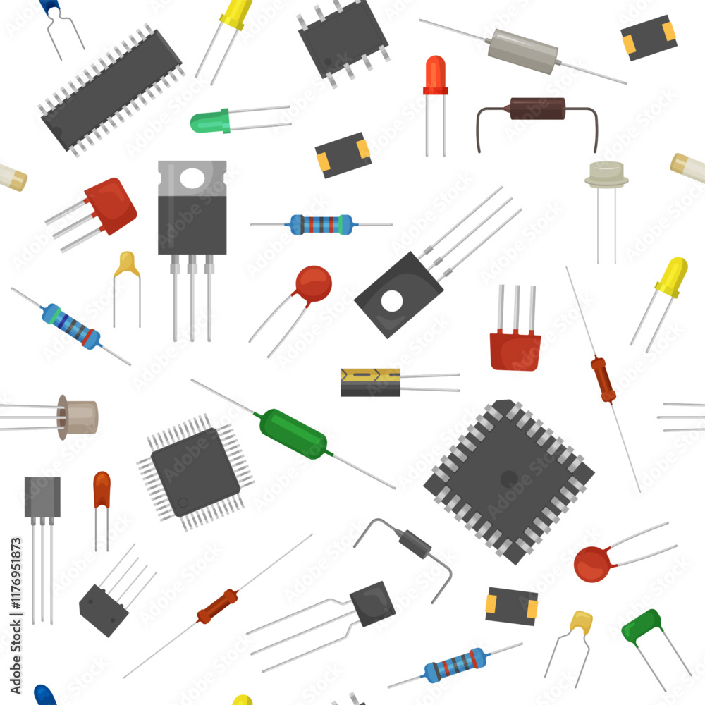 Aufkleber micro scheme pattern. reductor transistor microelectronic chipset seamless background