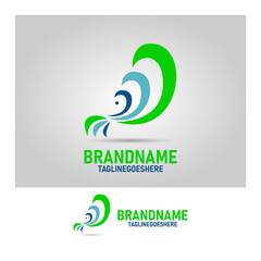 Modern Abstract Brand Logo with Wave Elements in Green and Blue Royalty Free Vector Design, for your company logo and web