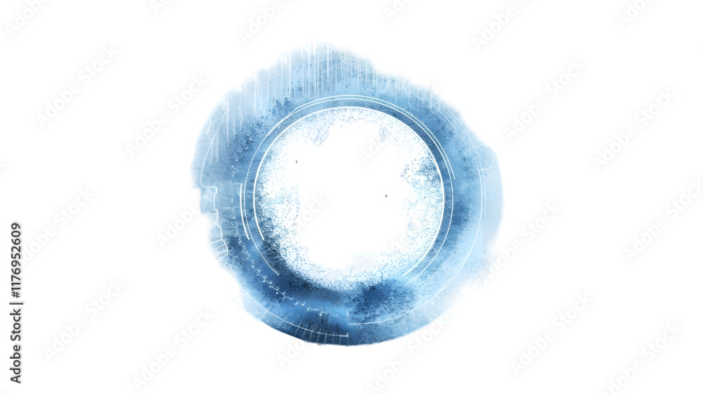 Poster circle holographic blue. technology abstract hud isolated on a transparent background