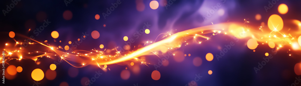Poster vibrant abstract background with glowing lines and bokeh effects, perfect for creative projects and 