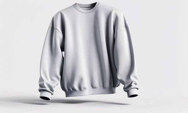 A plain white sweatshirt viewed from the back, showcasing its design and fit.