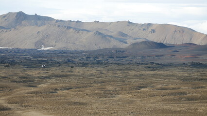 lac Askja, Islande, caldeira, volcan, paysage volcanique, Highlands, Dyngjufjöll, cratère,...
