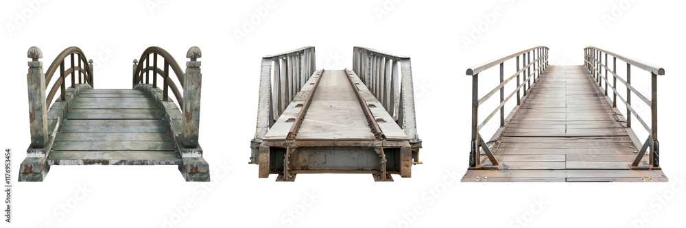 Poster bridges set isolated on transparent background. historic architectural bridges