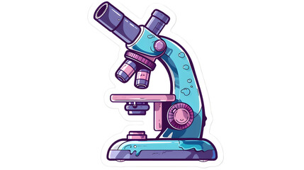 circular peeling sticker cartoon science microscope isolated on a transparent background