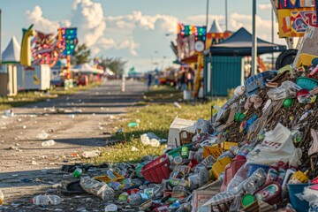 Fototapeta premium Festive Day After Fair Waste and Debris Scene