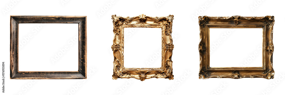 Poster antique frame collection isolated on transparent background