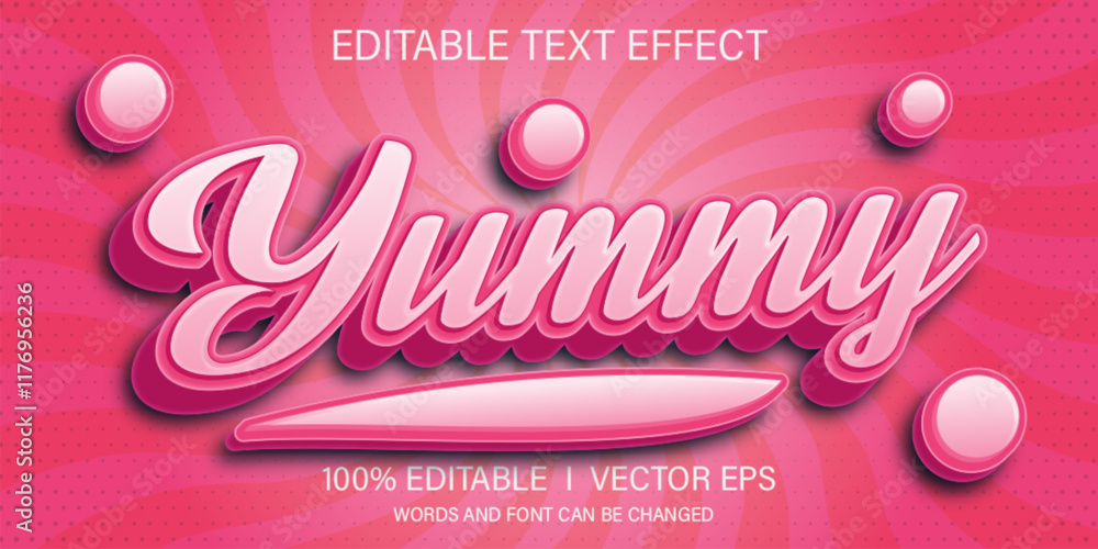 Poster yummy vector text effect with modern style design