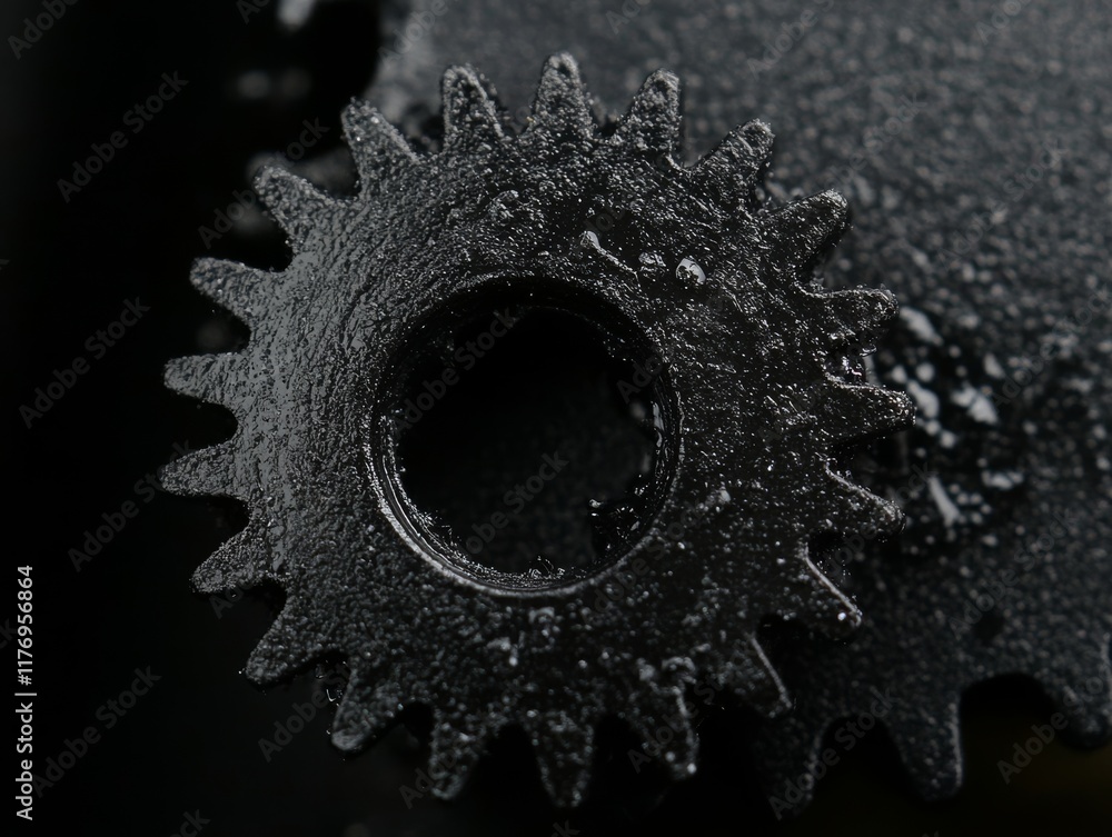 Poster macro shot of small gears turning inside mechanism