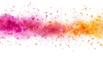 Colorful watercolor splash with pink, orange, and yellow dots isolated on transparent background png