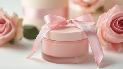 Elegant Pink Valentine s Day Gift Set with Roses and Ribbon