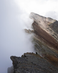 Cloudy ridge in the mountains. 