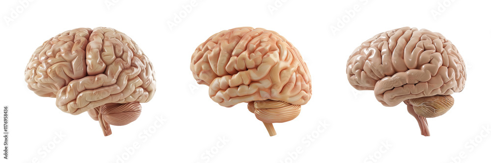 Poster brain model set isolated on transparent background