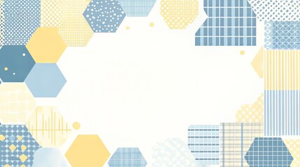 Colorful hexagonal pattern in soft blue and yellow hues.