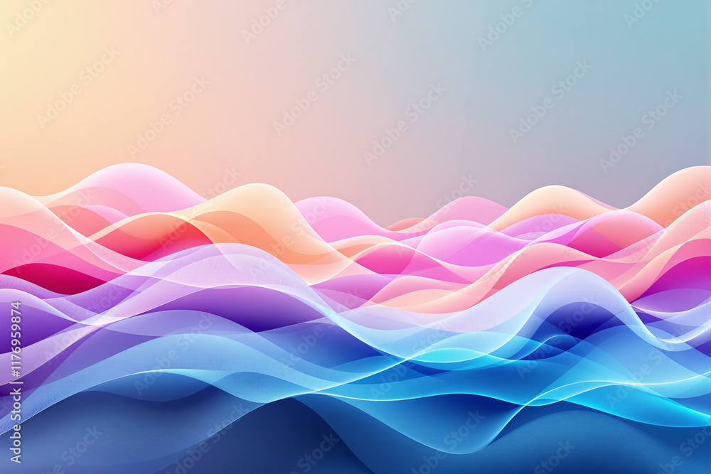 Poster Colorful flowing waves in soft gradients.