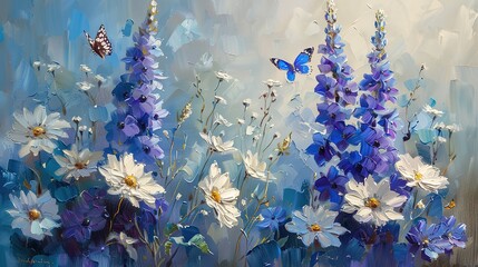 Oil_painting_of_purple_delphiniums_and_white_