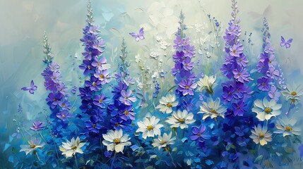 Oil_painting_of_purple_delphiniums_and_white_