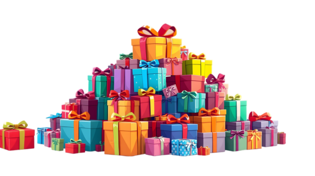 valentine's gift box with ribbon on transparent background