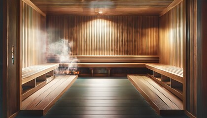 Fototapeta premium The beauty of a tiered sauna lies in its design and function. 