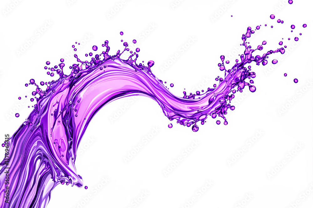 Poster Purple liquid splash creating dynamic movement and energy.