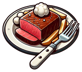 Baked beef slice is serving