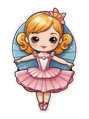 little ballerina girl cartoon ornament sticker